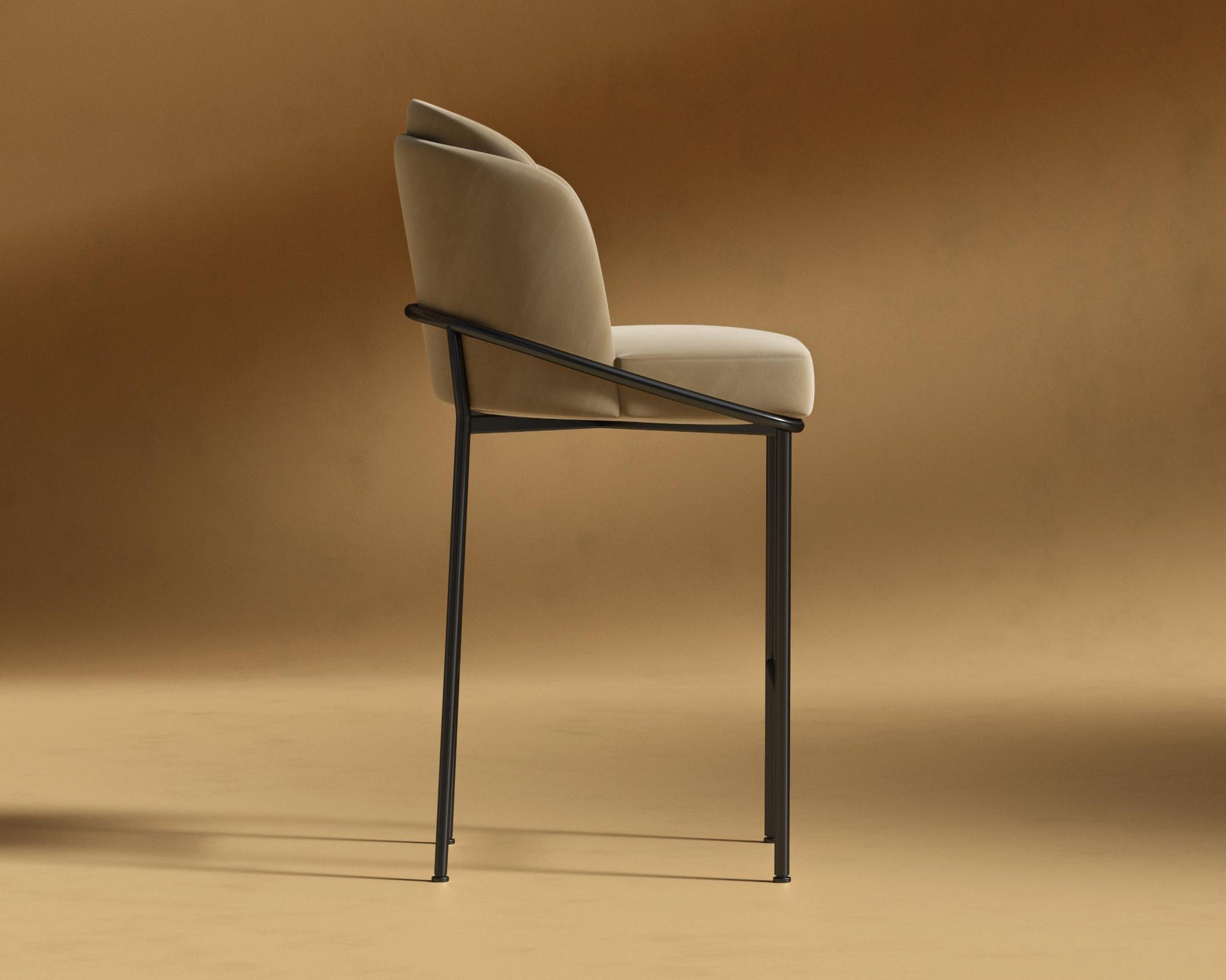 Angelo Bar Stool - Plush Velvet - Dune - Black