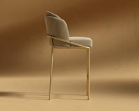 Angelo Bar Stool - Plush Velvet - Dune - Brass