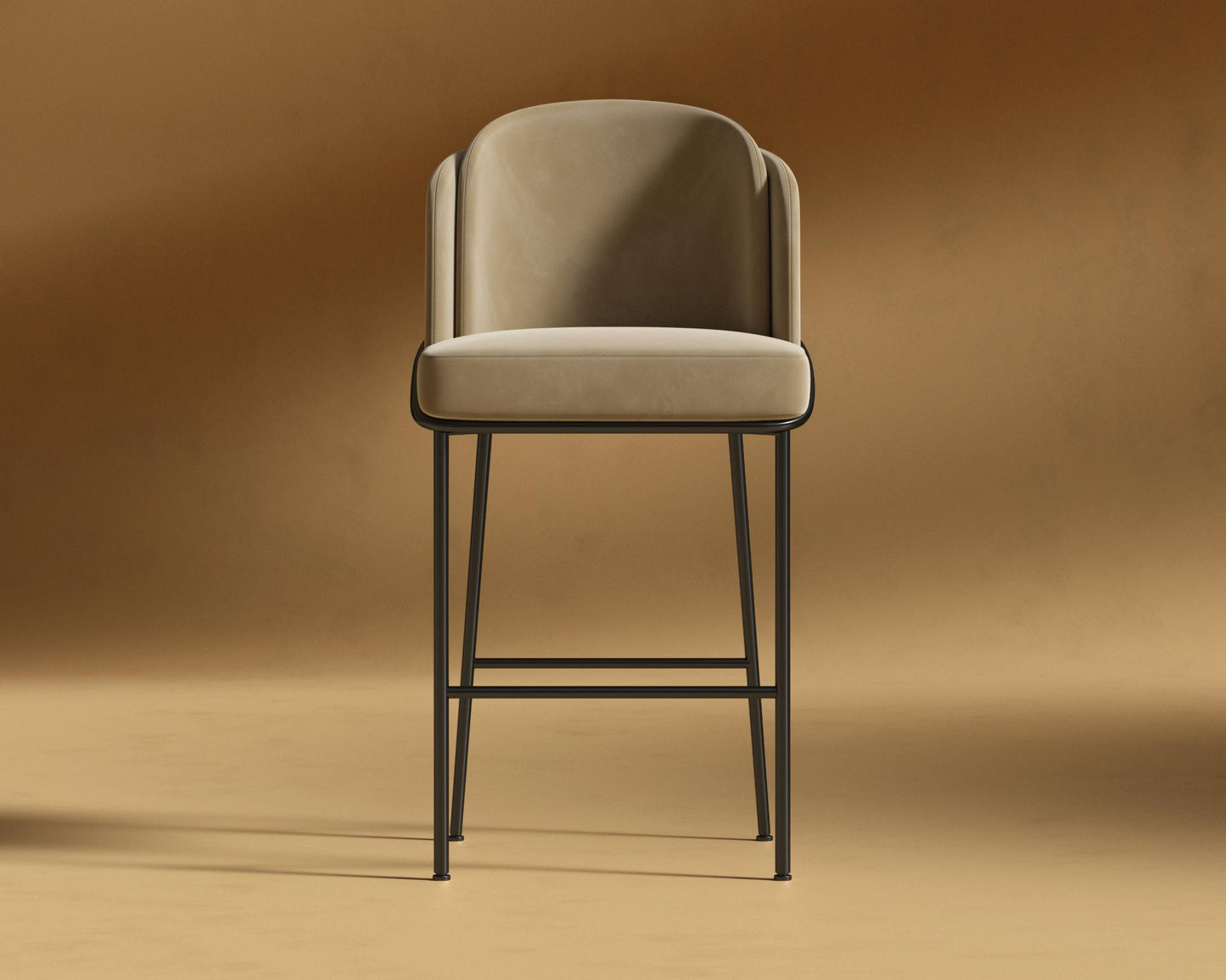 Angelo Bar Stool - Plush Velvet - Dune - Black