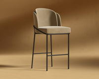 Angelo Bar Stool - Plush Velvet - Dune - Black