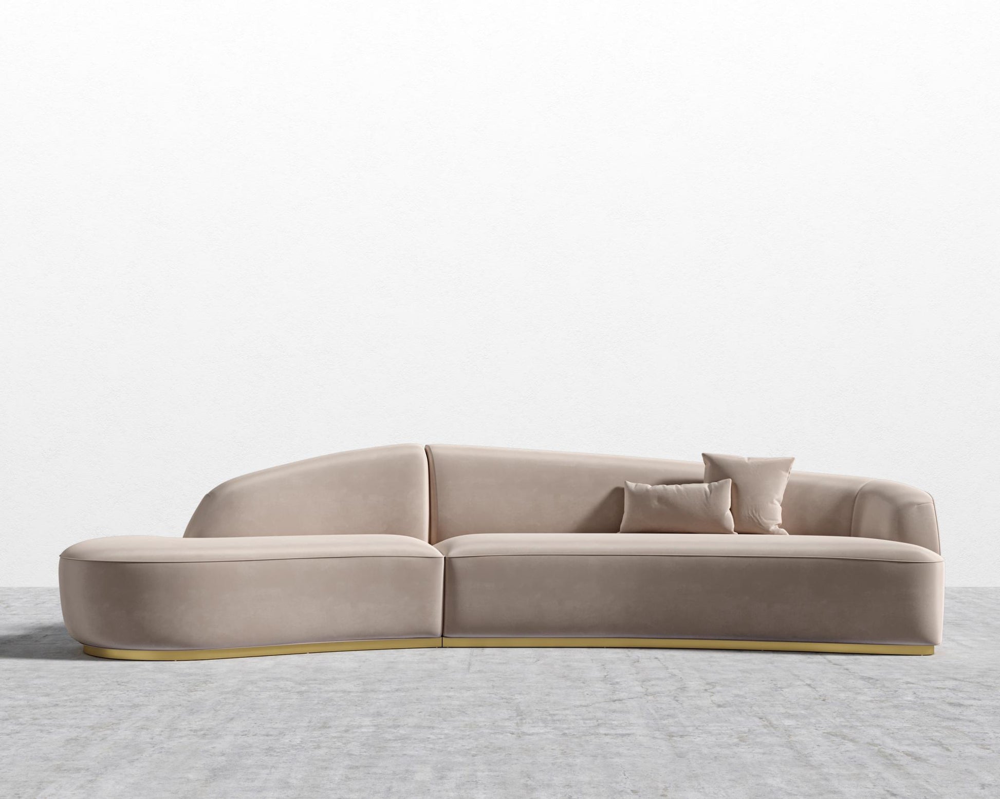 Reya Curved Sectional - Plush Velvet - Blush