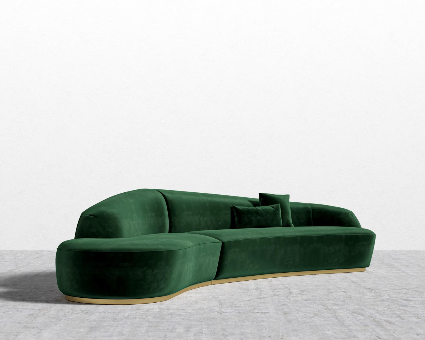 Reya Curved Sectional - Plush Velvet - Moss