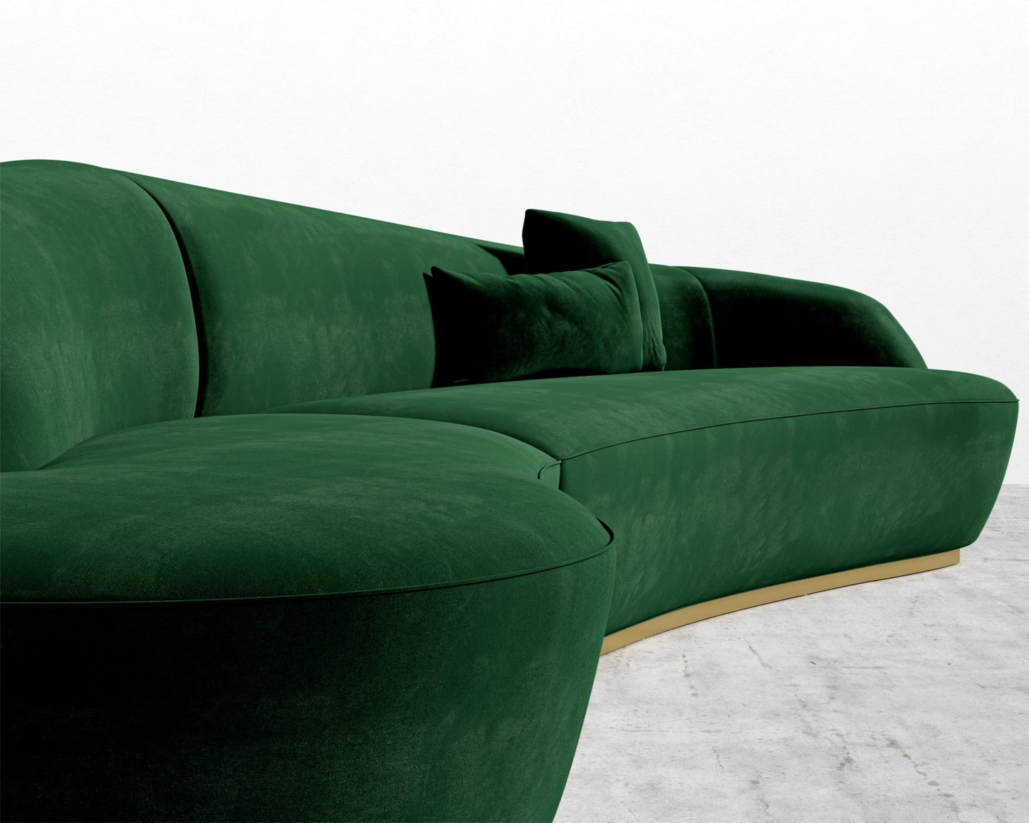 Reya Curved Sectional - Plush Velvet - Moss