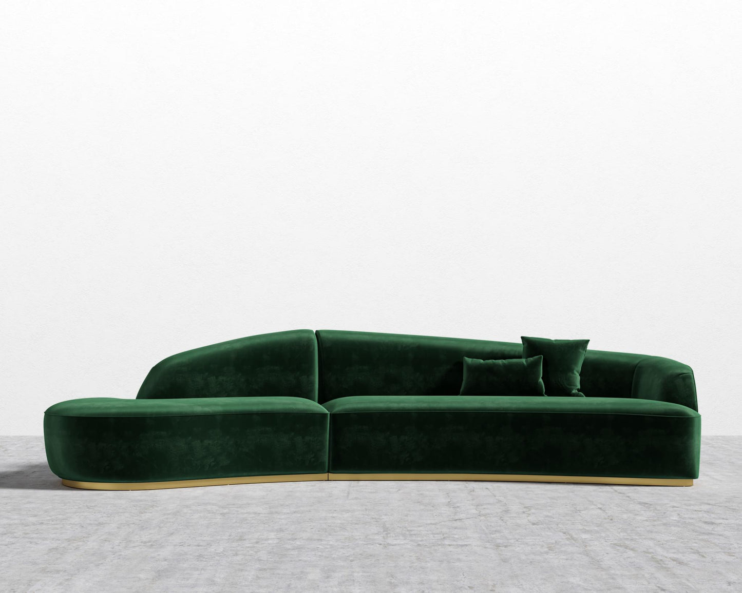 Reya Curved Sectional - Plush Velvet - Moss
