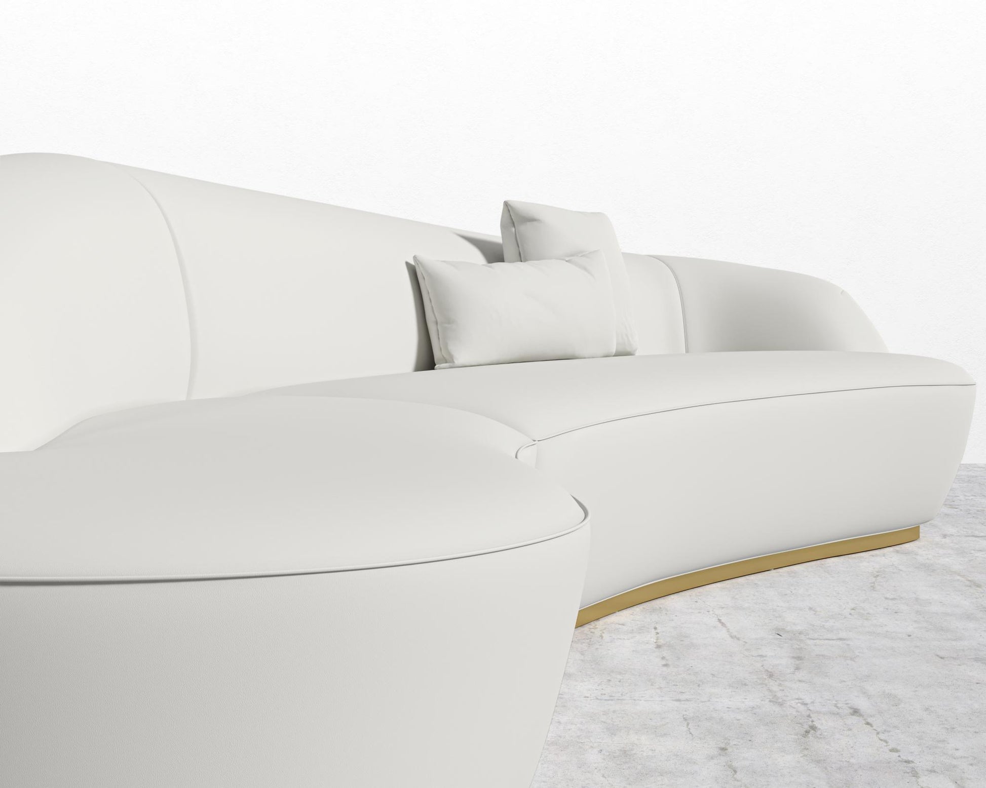 Reya Curved Sectional - Trento Microfiber leather - Trento Eggshell
