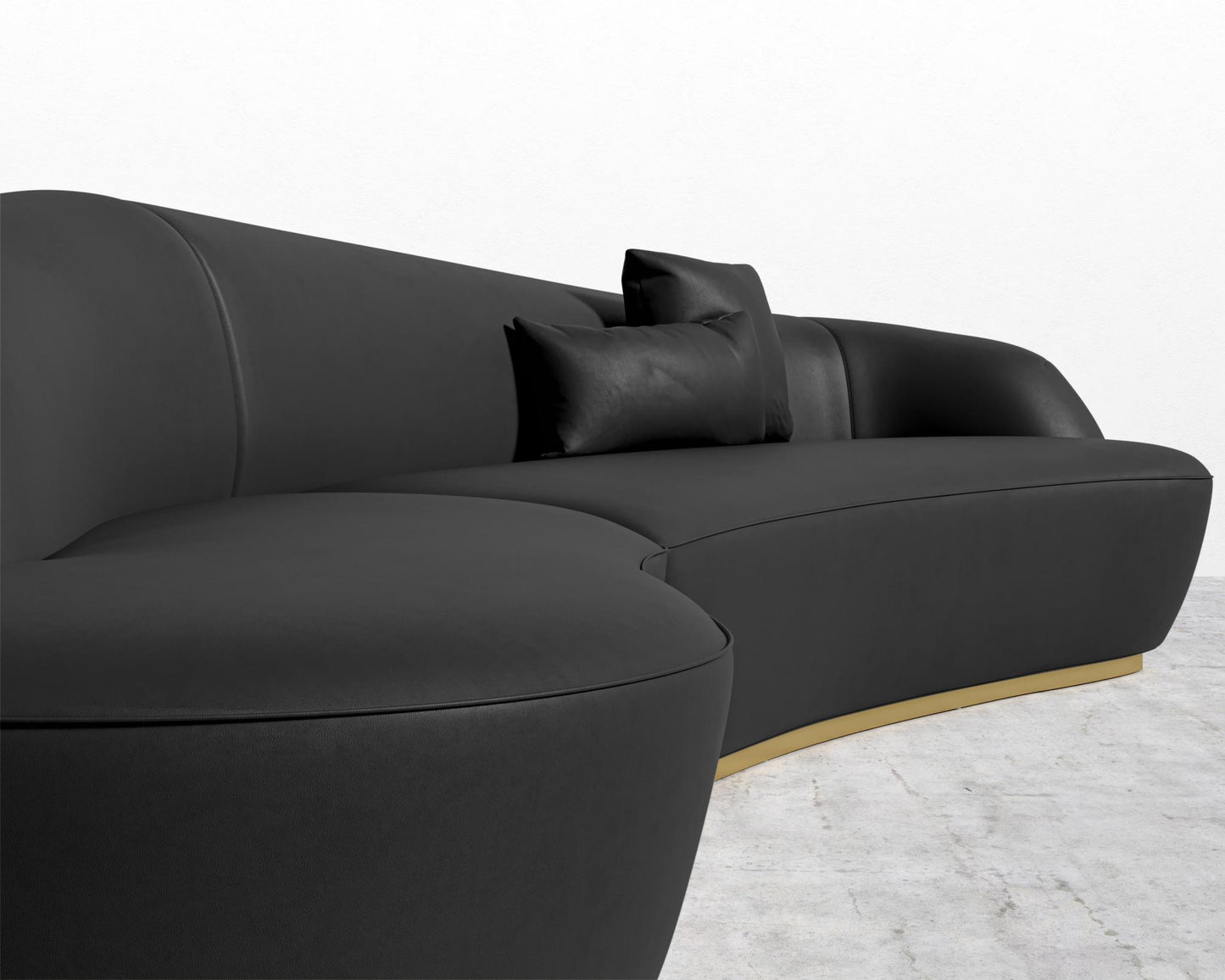 Reya Curved Sectional - Trento Microfiber leather - Trento Jet Black