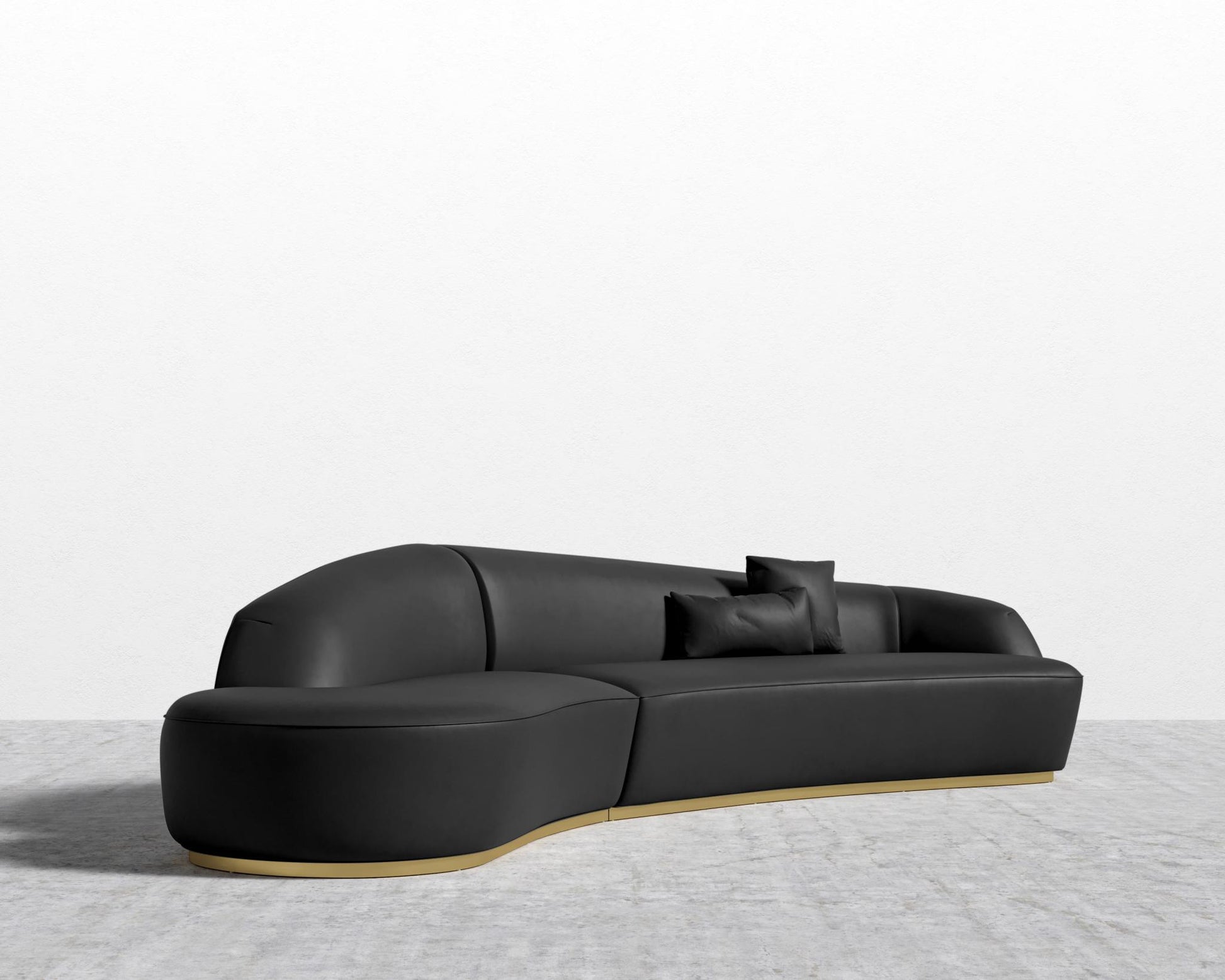 Reya Curved Sectional - Trento Microfiber leather - Trento Jet Black