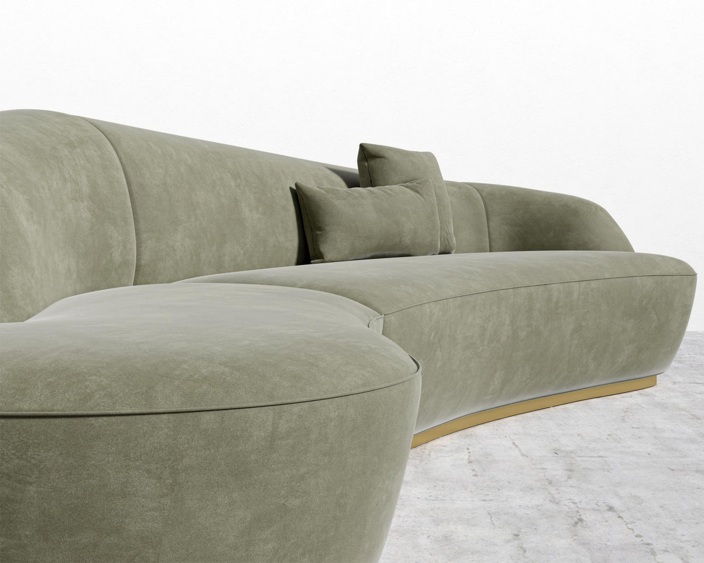 Reya Curved Sectional - Venice Vegan Suede - Sage