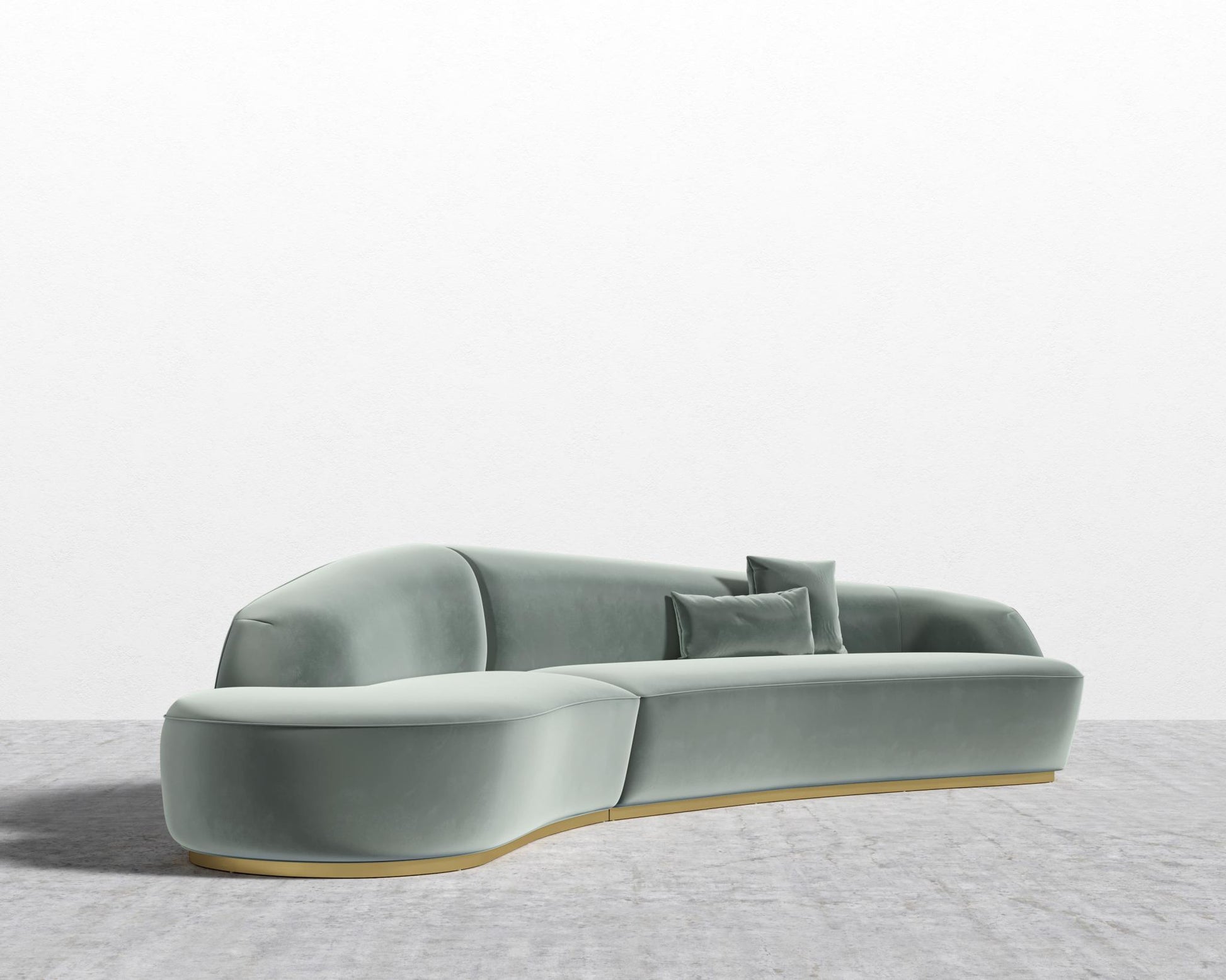 Reya Curved Sectional - Plush Velvet - Moonstone