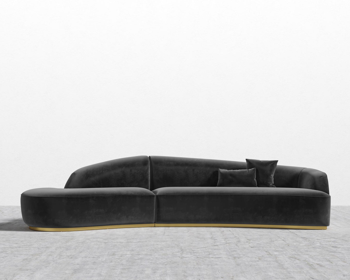 Reya Curved Sectional - Plush Velvet - Black 2022