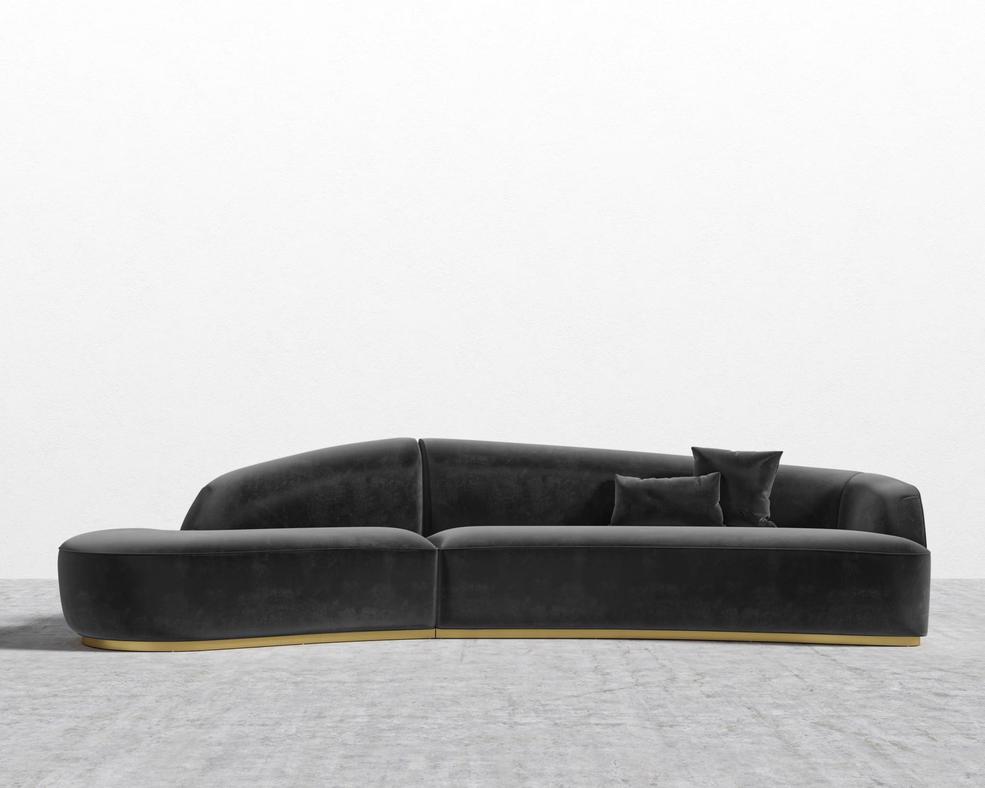 Reya Curved Sectional - Plush Velvet - Black 2022