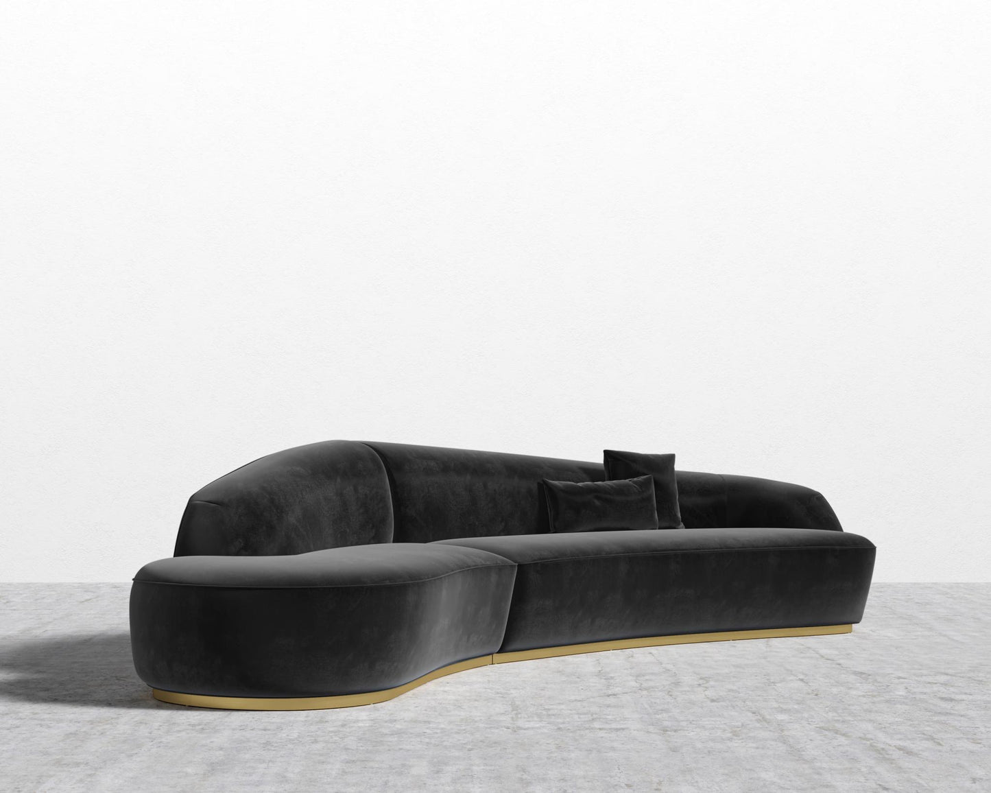 Reya Curved Sectional - Plush Velvet - Black 2022
