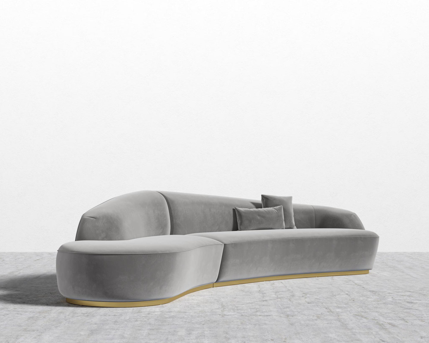 Reya Curved Sectional - Plush Velvet - Glacier Grey 2022