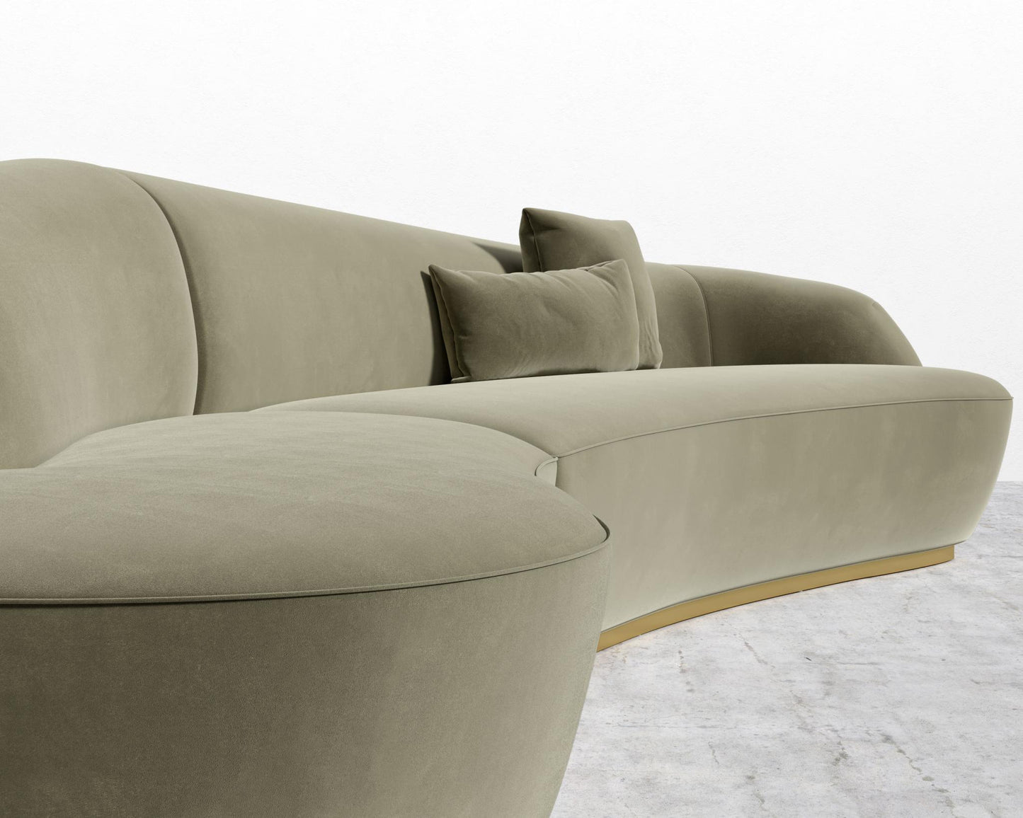 Reya Curved Sectional - Signature Plush Velvet - Olive Green