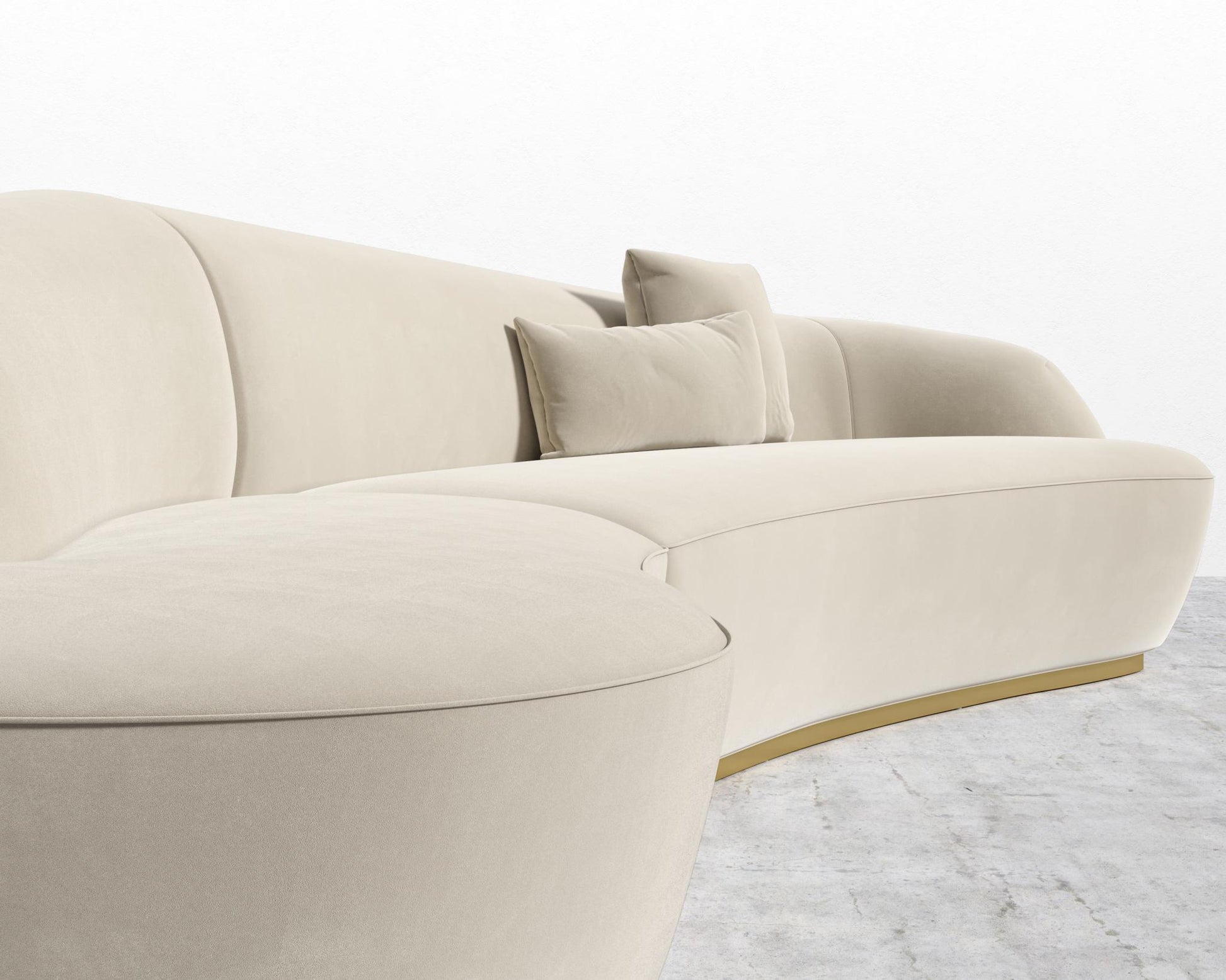 Reya Curved Sectional - Signature Plush Velvet - Warm Taupe