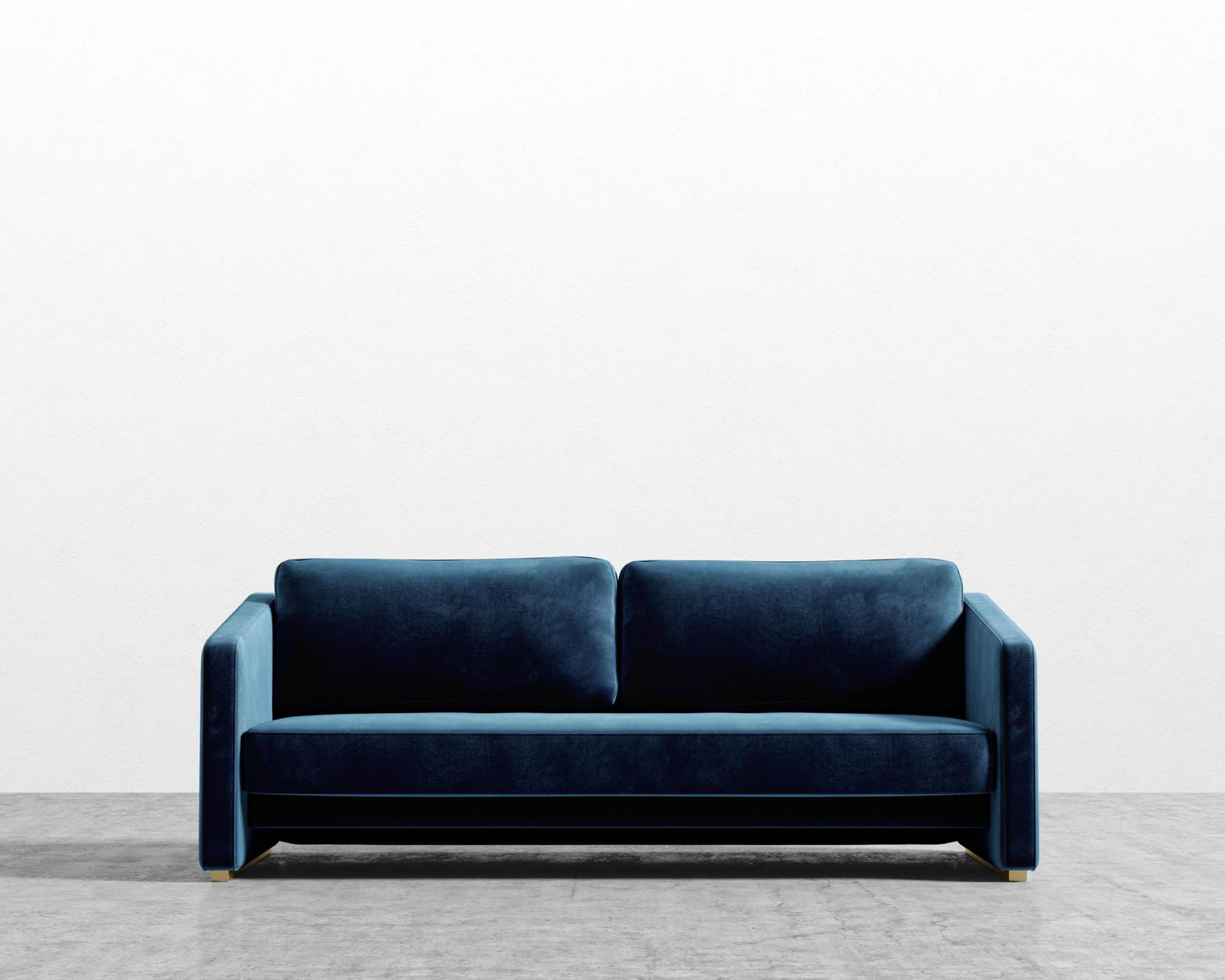 Bristol Futon - Plush Velvet - Cobalt - Brass legs