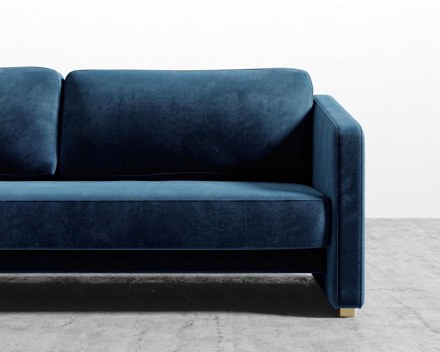Bristol Futon - Plush Velvet - Cobalt - Brass legs