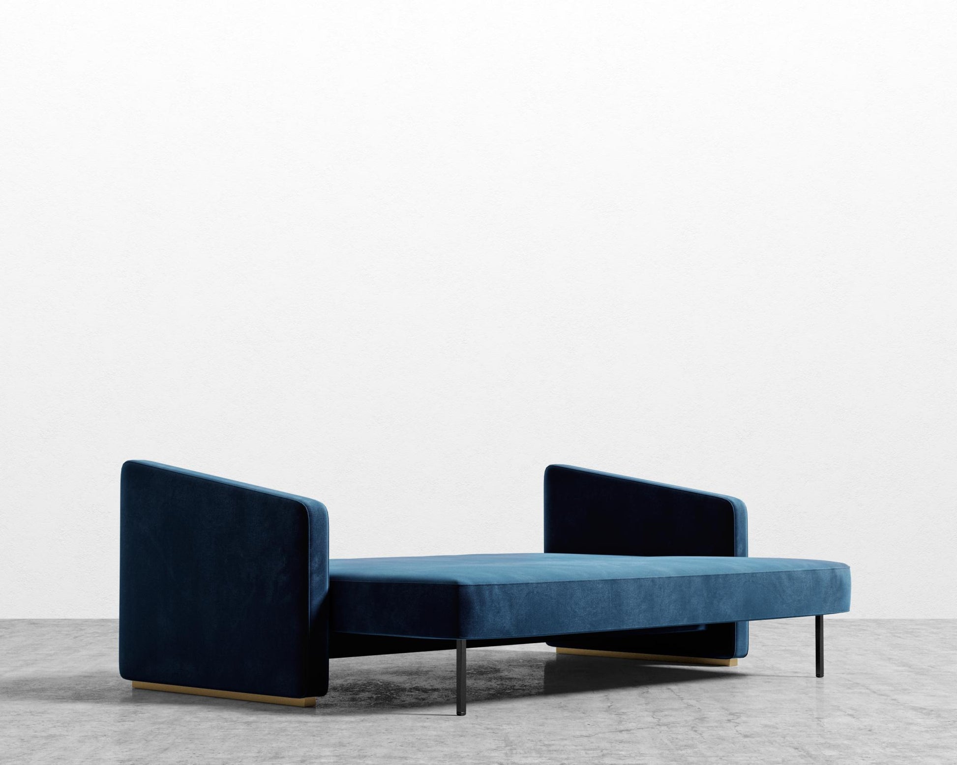 Bristol Futon - Plush Velvet - Cobalt - Brass legs