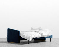 Bristol Futon - Plush Velvet - Cobalt - Brass legs