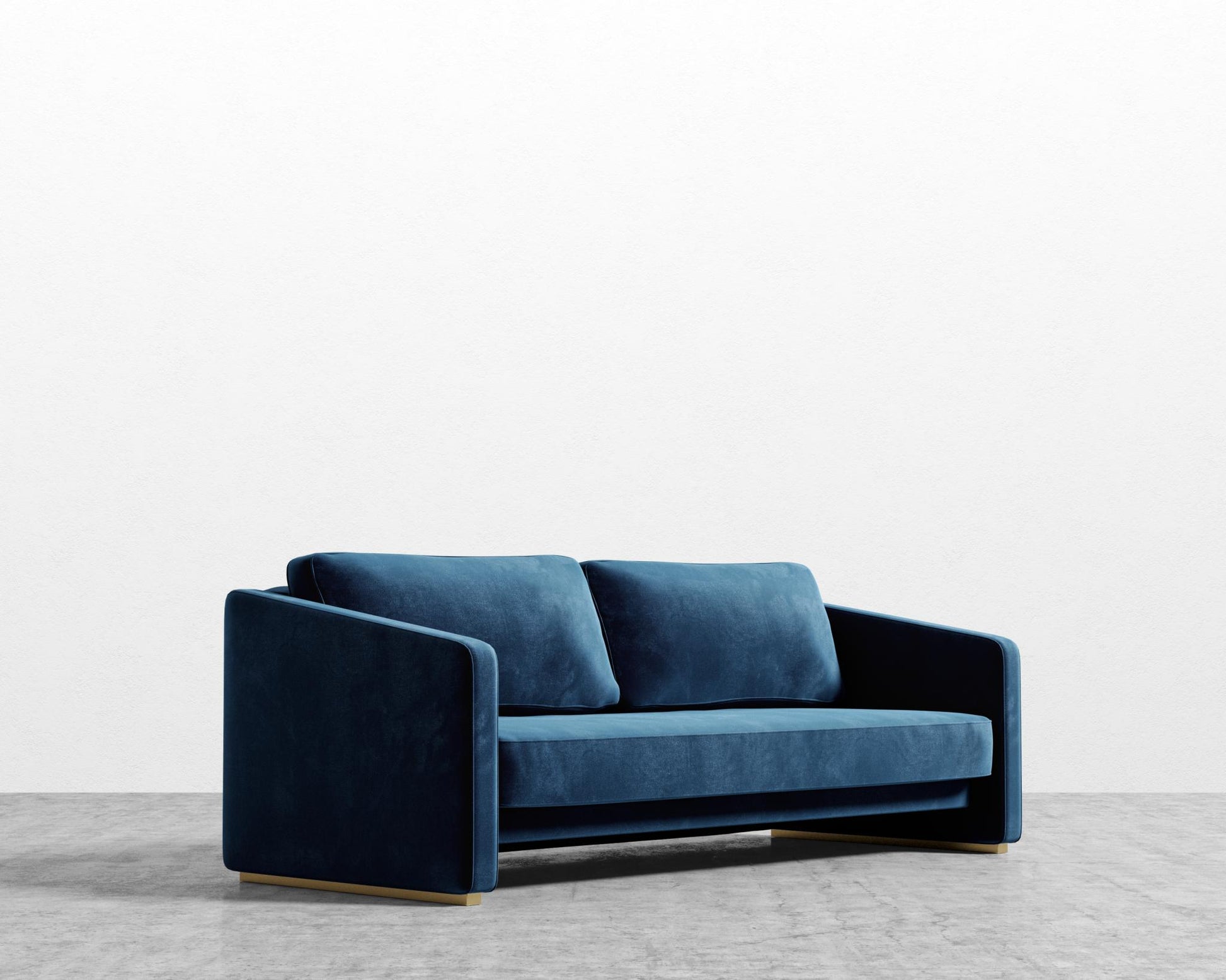 Bristol Futon - Plush Velvet - Cobalt - Brass legs