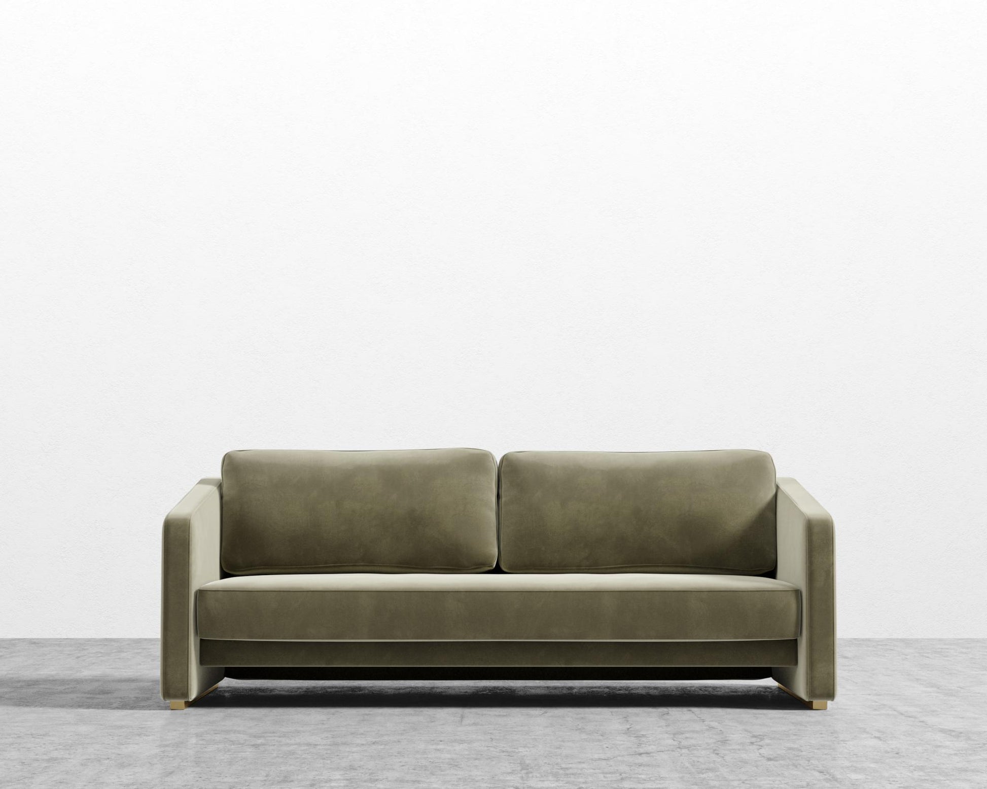 Bristol Futon - Signature Plush Velvet - Olive Green - Brass legs