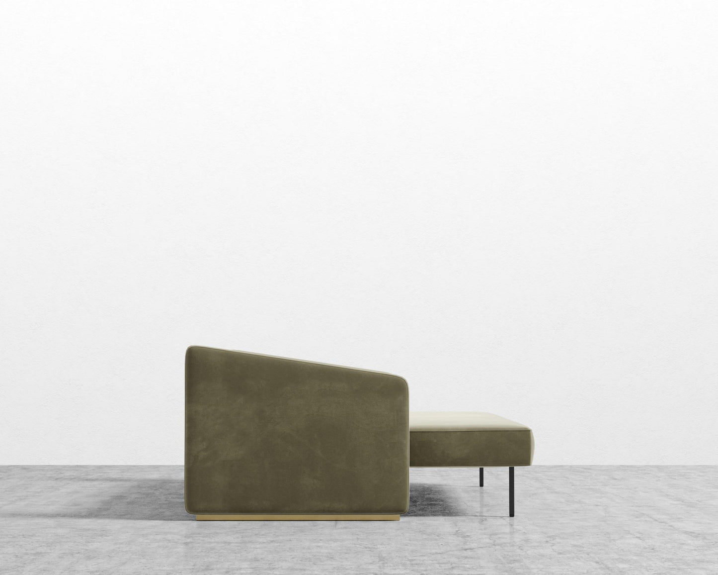 Bristol Futon - Signature Plush Velvet - Olive Green - Brass legs