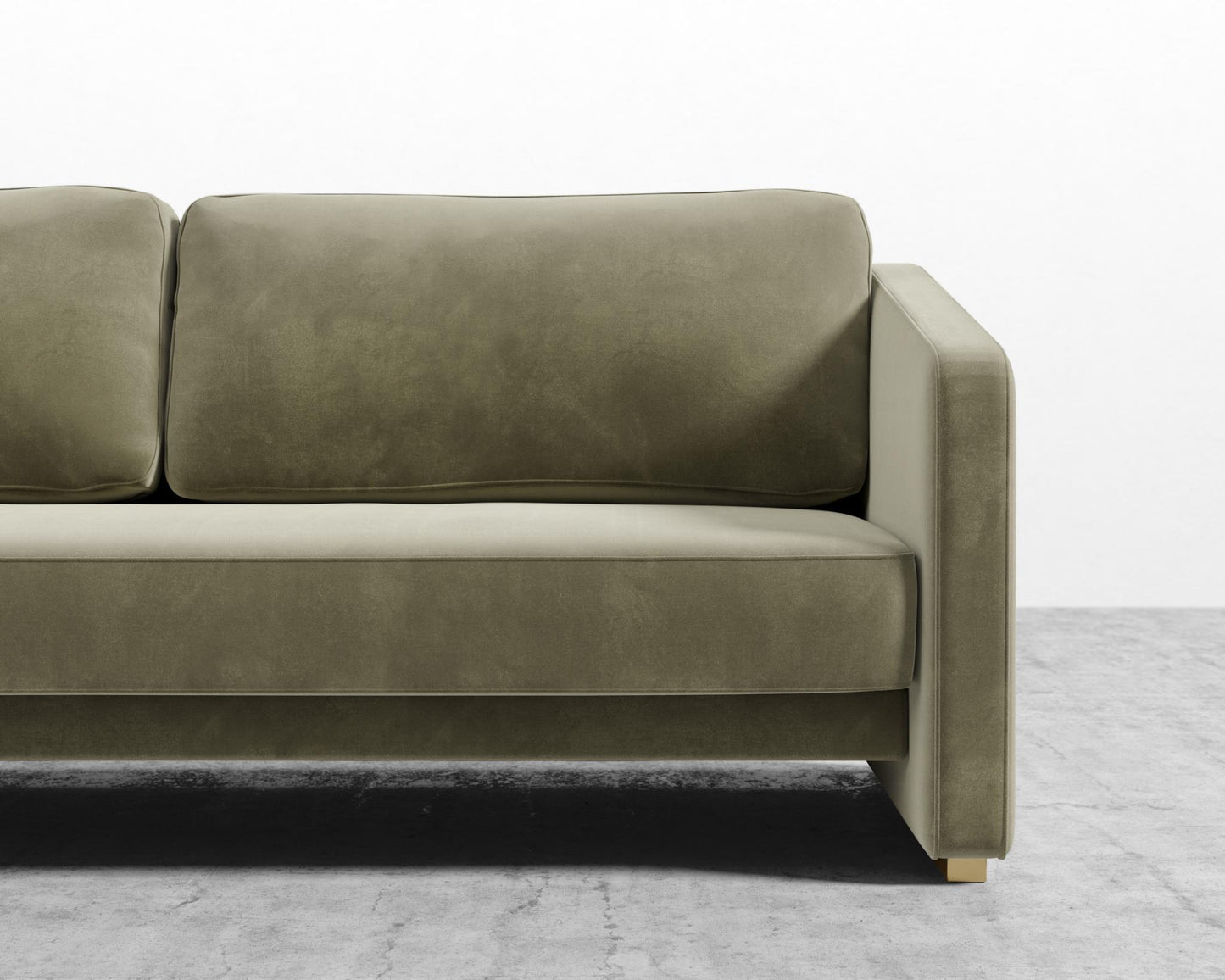 Bristol Futon - Signature Plush Velvet - Olive Green - Brass legs