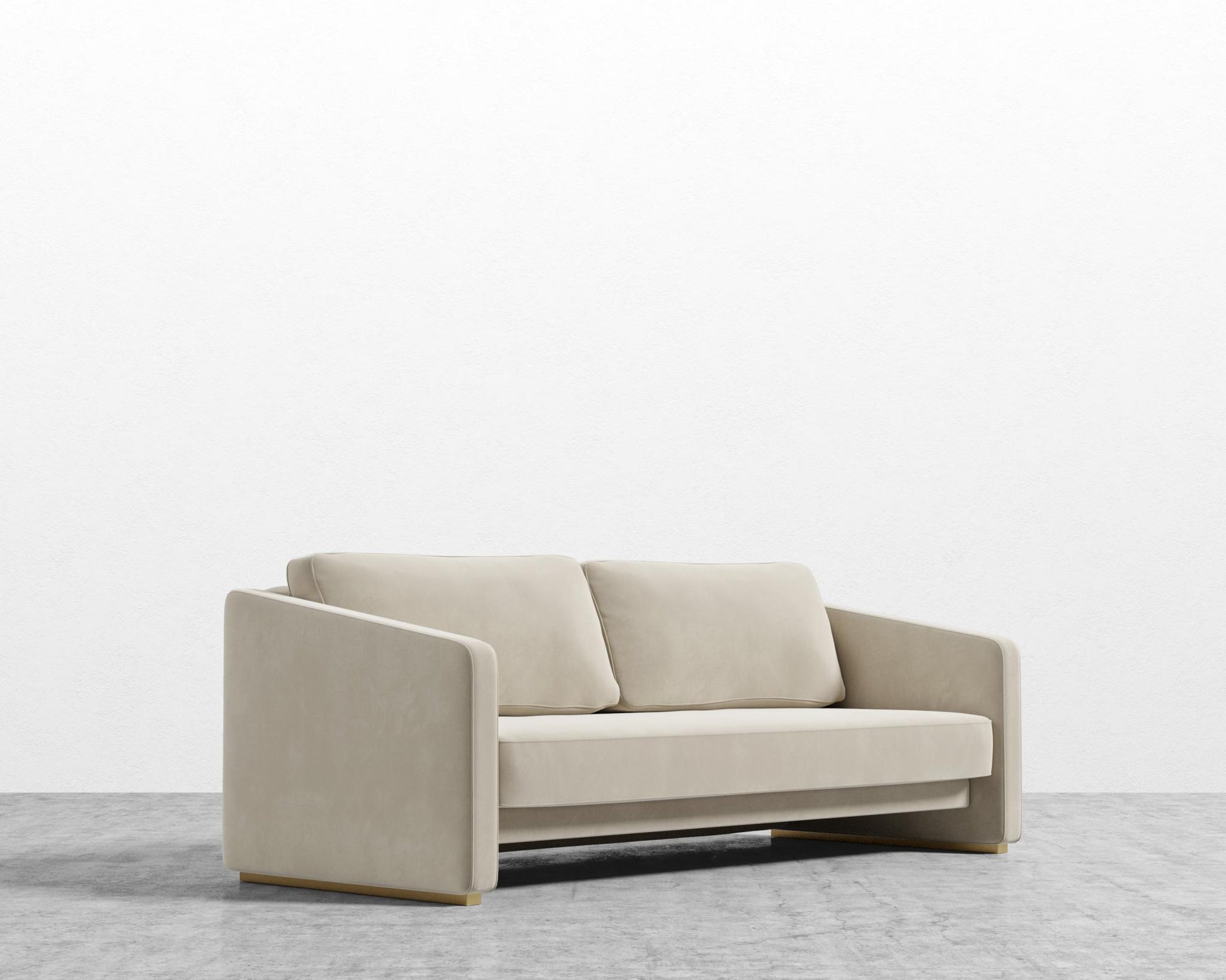 Bristol Futon - Signature Plush Velvet - Warm Taupe - Brass legs
