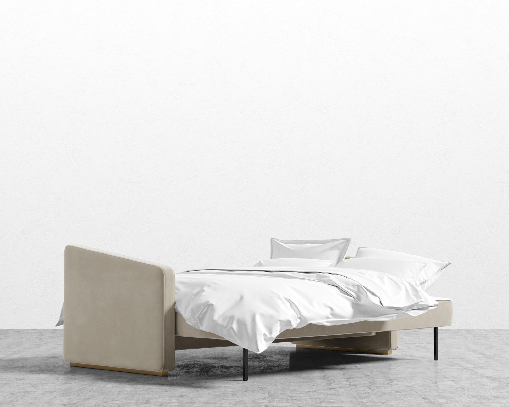 Bristol Futon - Signature Plush Velvet - Warm Taupe - Brass legs