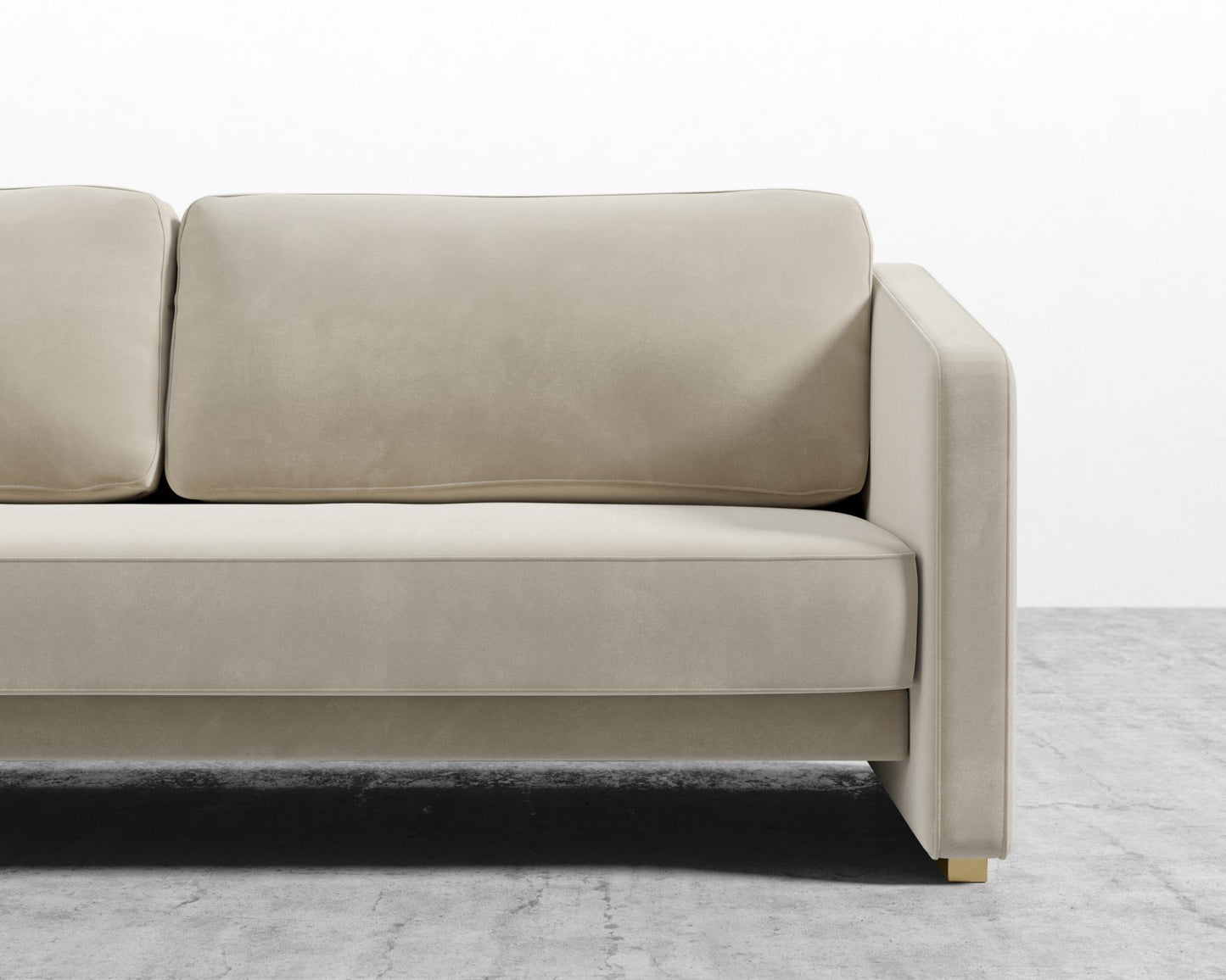 Bristol Futon - Signature Plush Velvet - Warm Taupe - Brass legs