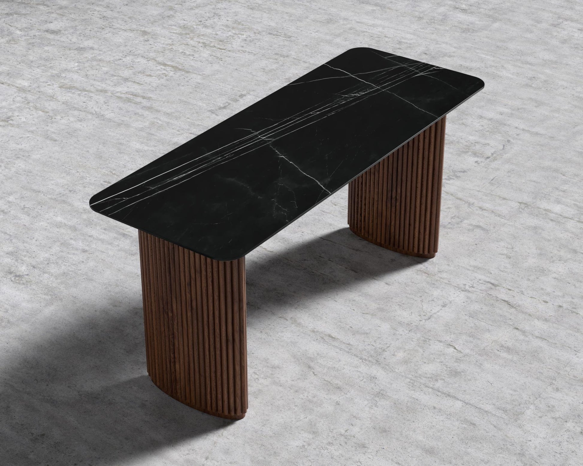 Athena Table - Walnut/ Black Marble - 63"