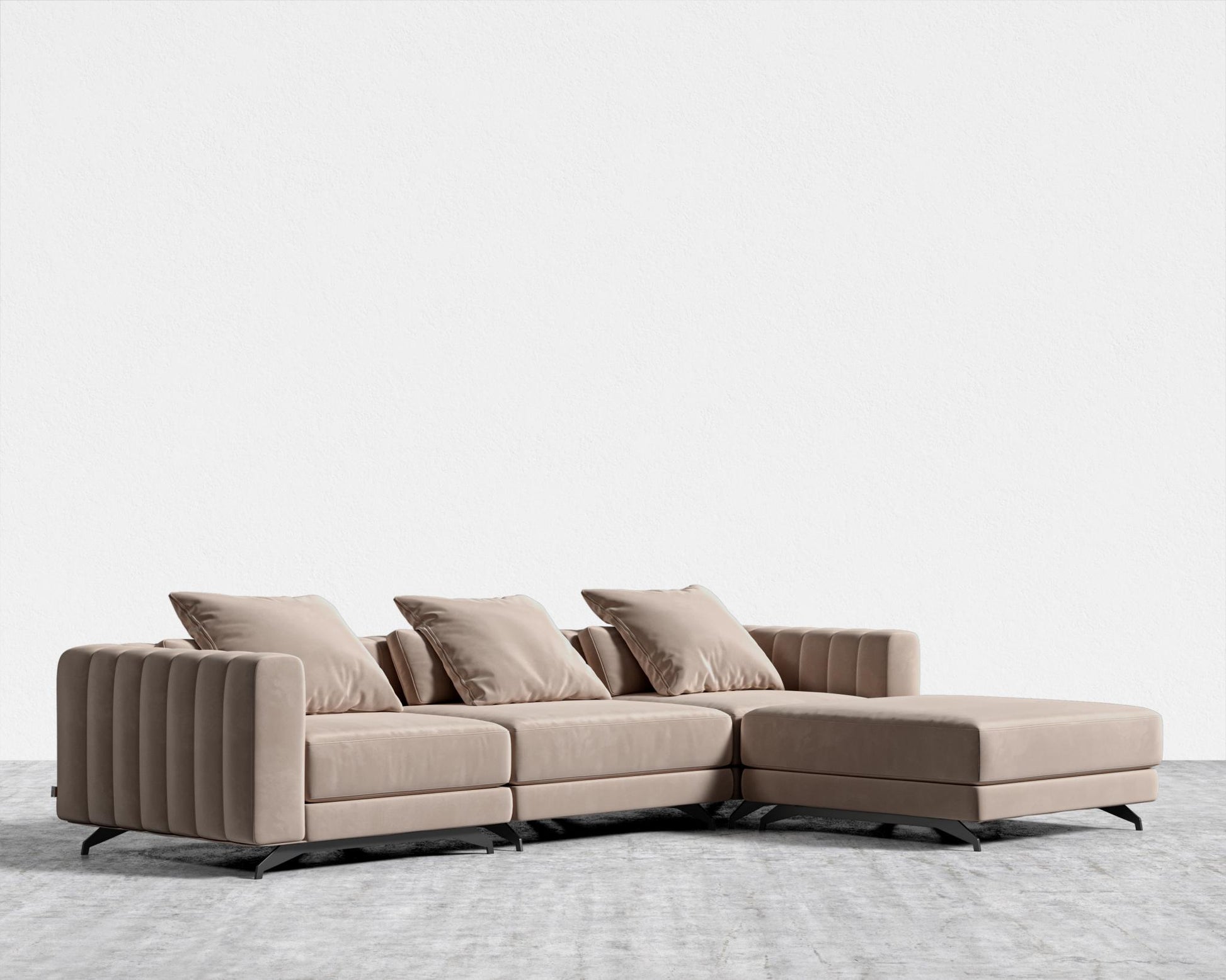 Berlin Sectional Sofa - Plush Velvet - Blush