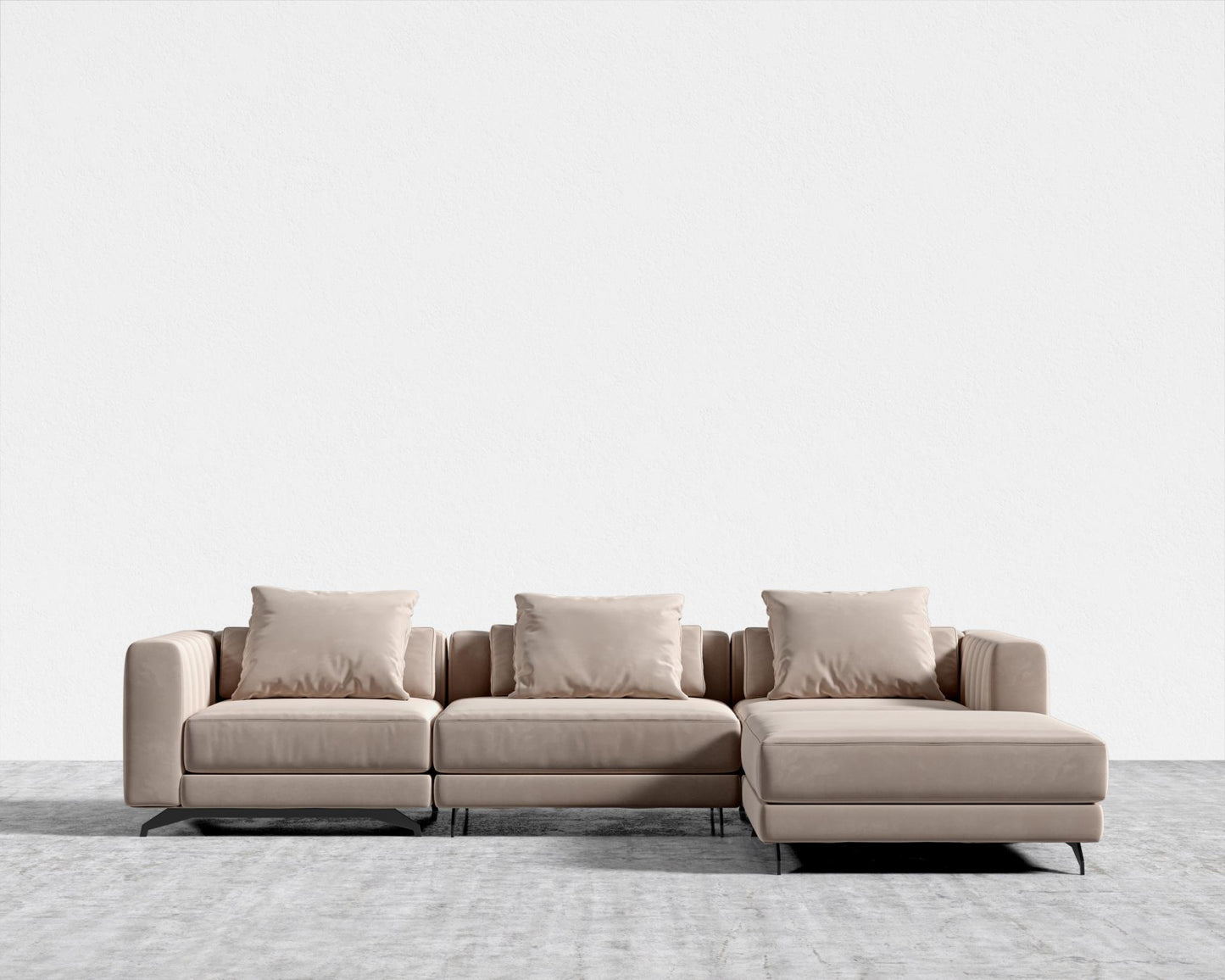Berlin Sectional Sofa - Plush Velvet - Blush