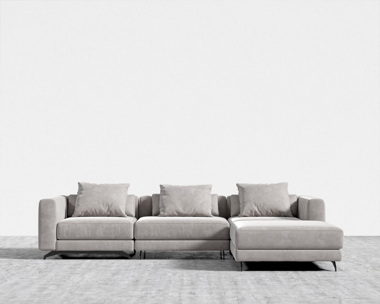 Berlin Sectional Sofa - Venice Vegan Suede - Chiffon