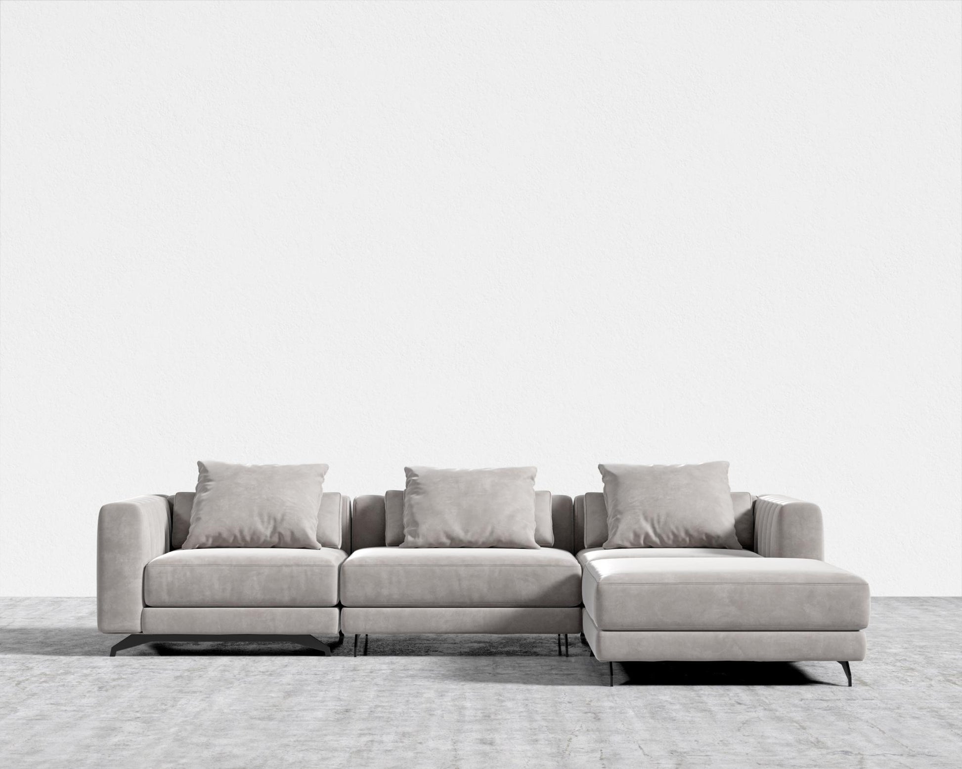 Berlin Sectional Sofa - Venice Vegan Suede - Chiffon