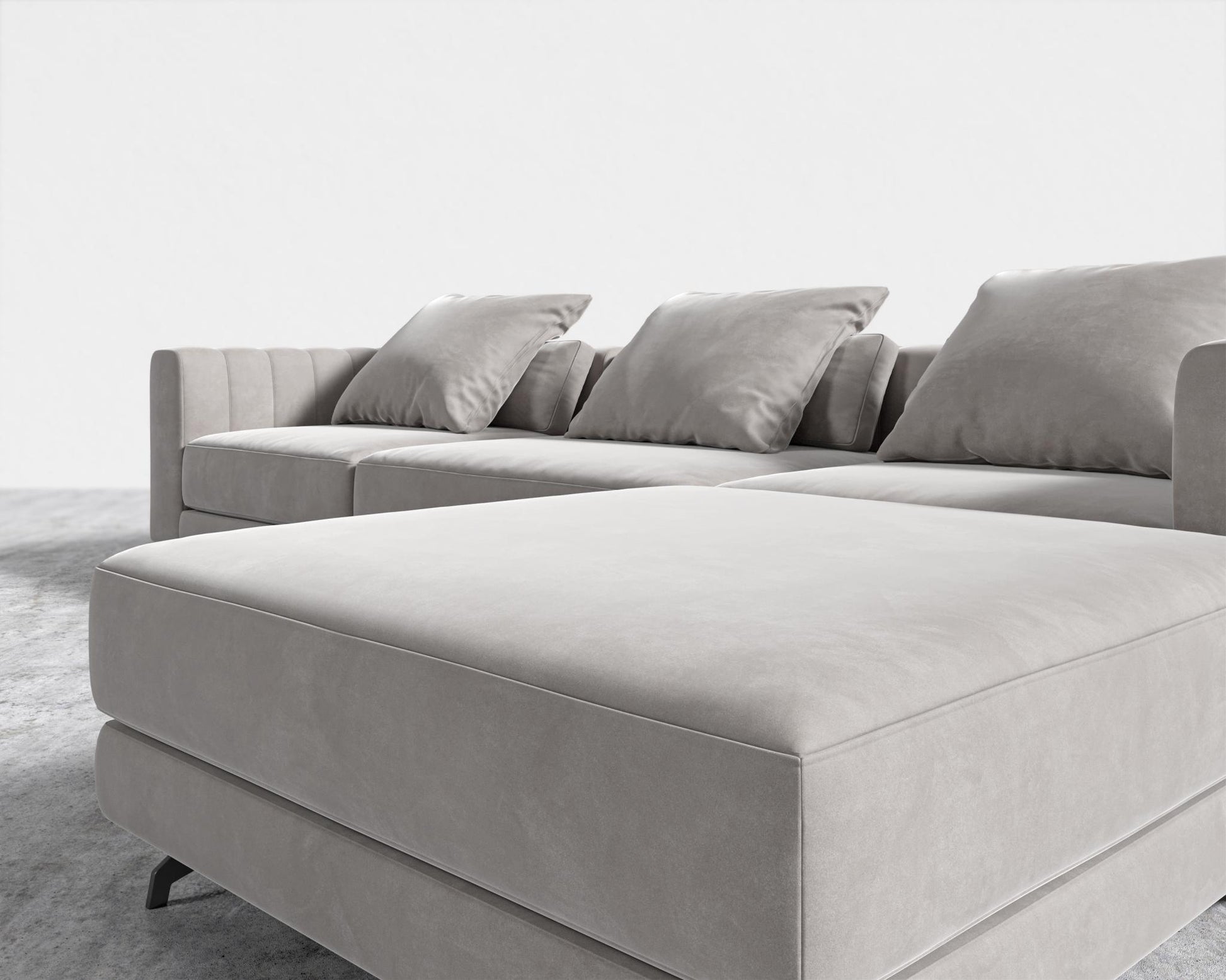 Berlin Sectional Sofa - Venice Vegan Suede - Chiffon