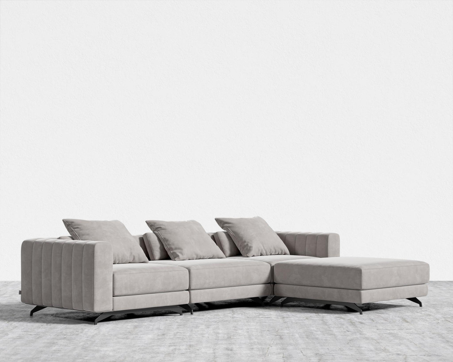 Berlin Sectional Sofa - Venice Vegan Suede - Chiffon