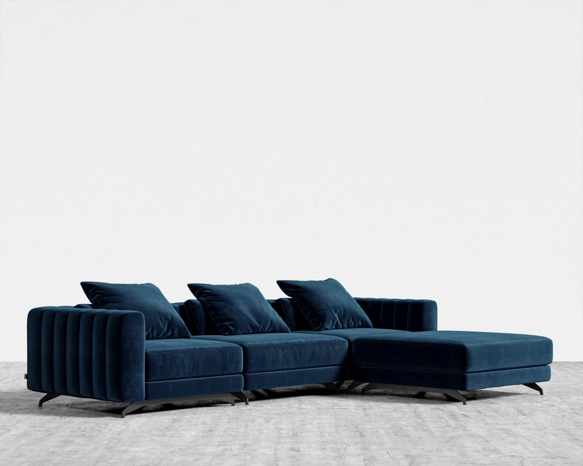 Berlin Sectional Sofa - Plush Velvet - Cobalt