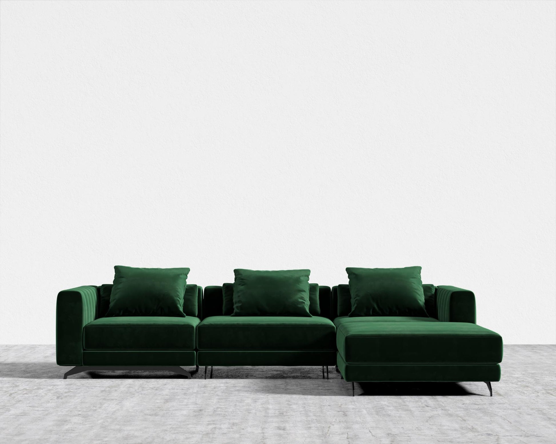 Berlin Sectional Sofa - Plush Velvet - Moss