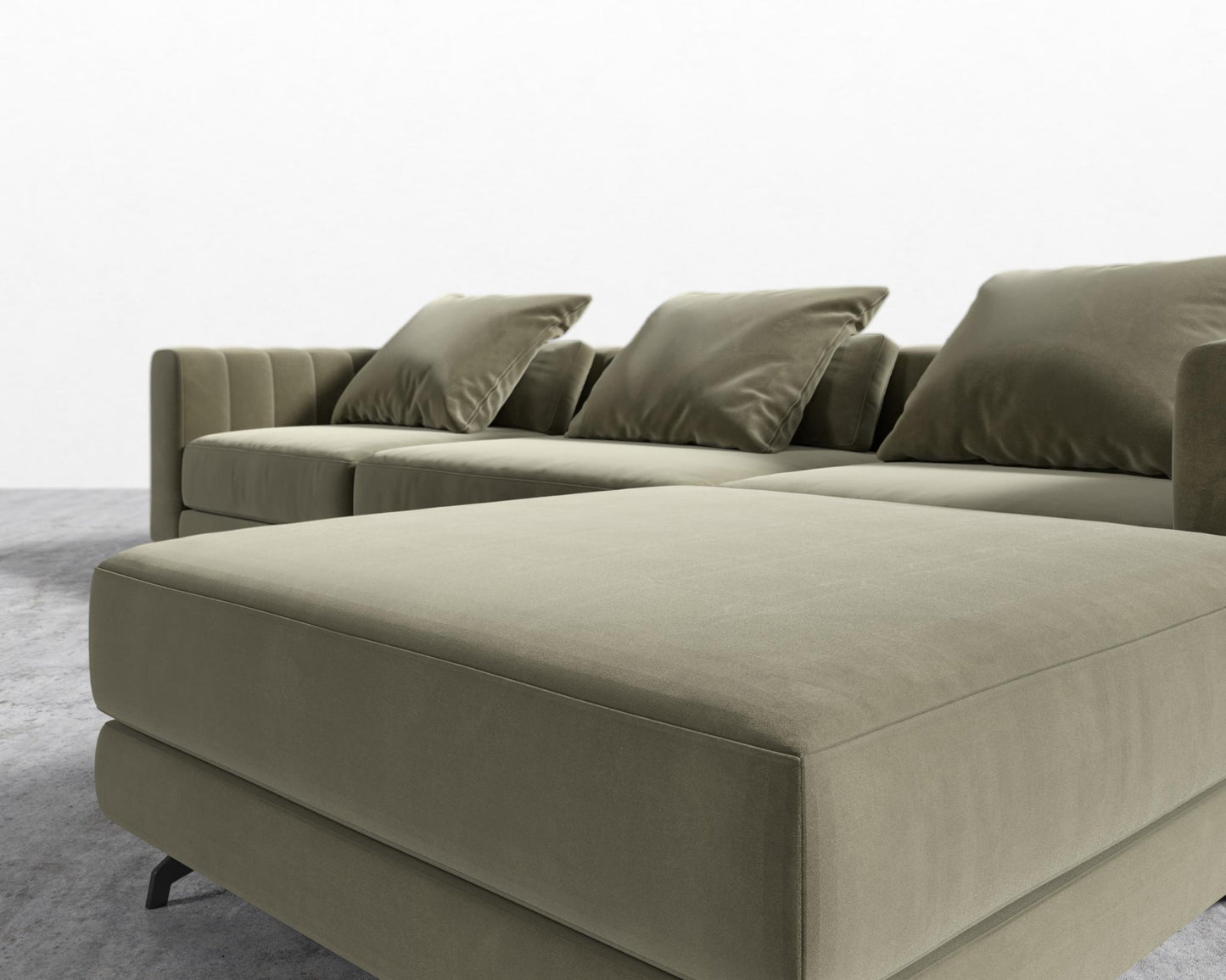 Berlin Sectional Sofa - Signature Plush Velvet - Olive Green