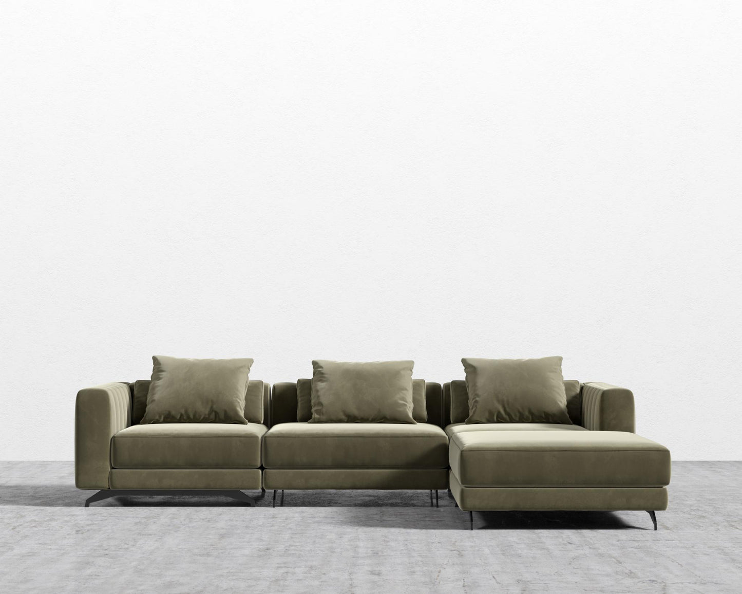 Berlin Sectional Sofa - Signature Plush Velvet - Olive Green