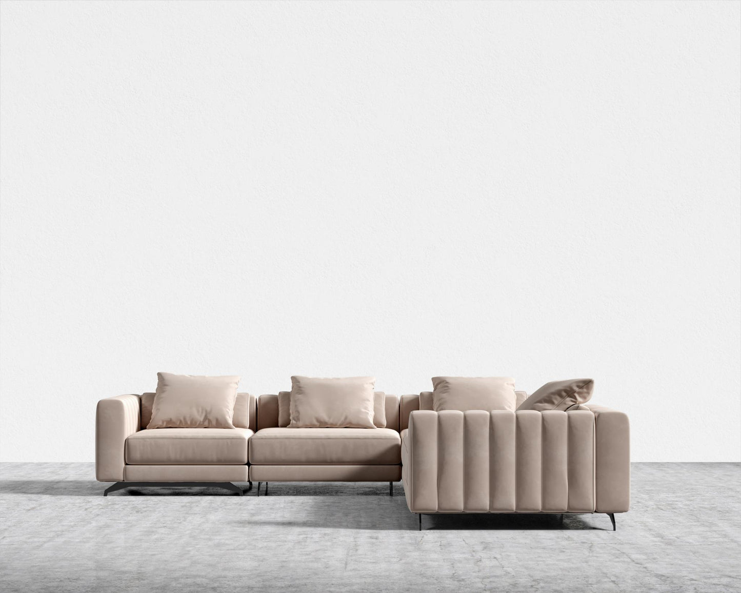 Berlin L-Sectional - Plush Velvet - Blush