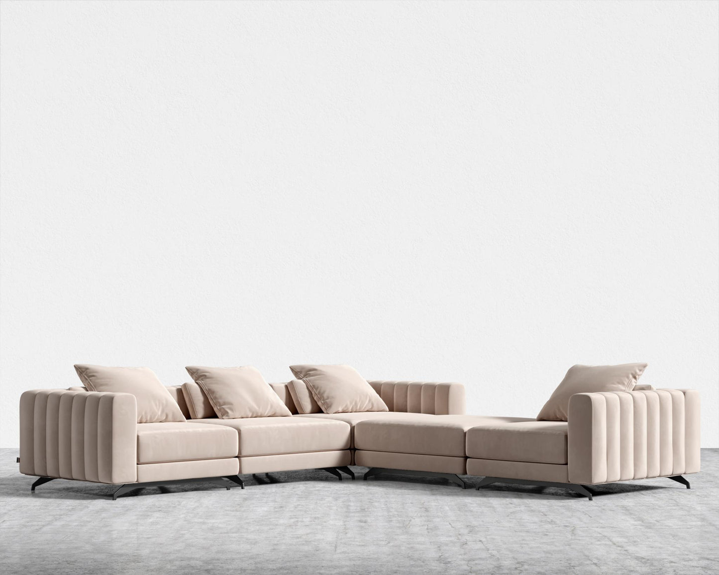 Berlin L-Sectional - Plush Velvet - Blush