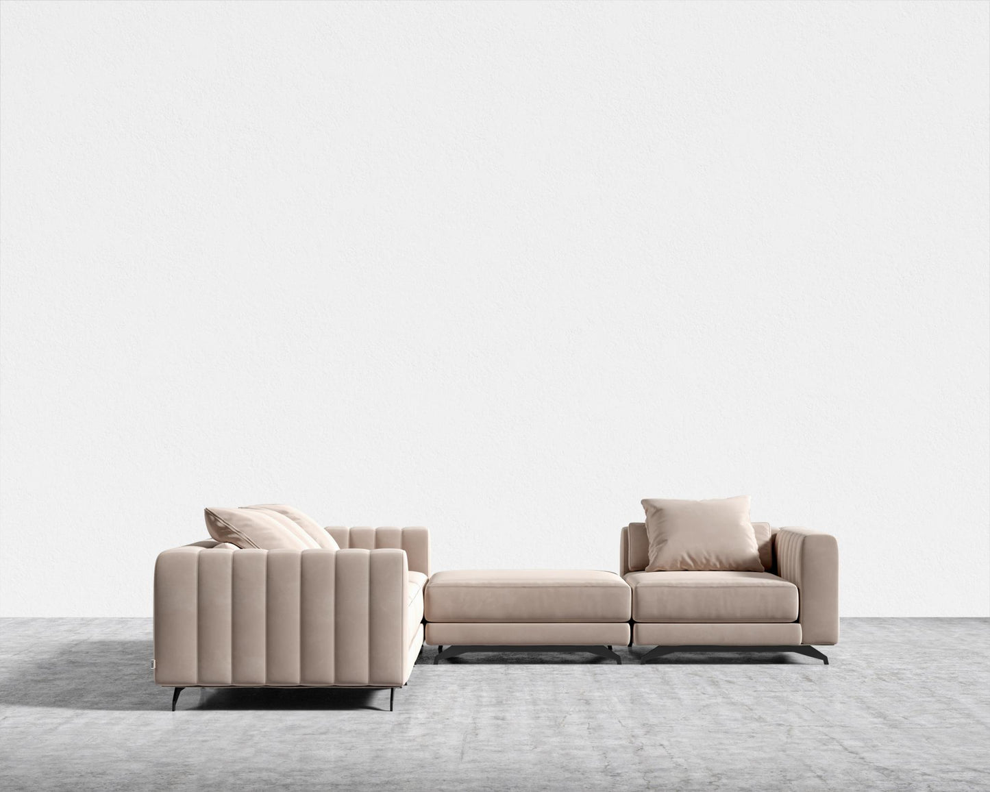 Berlin L-Sectional - Plush Velvet - Blush