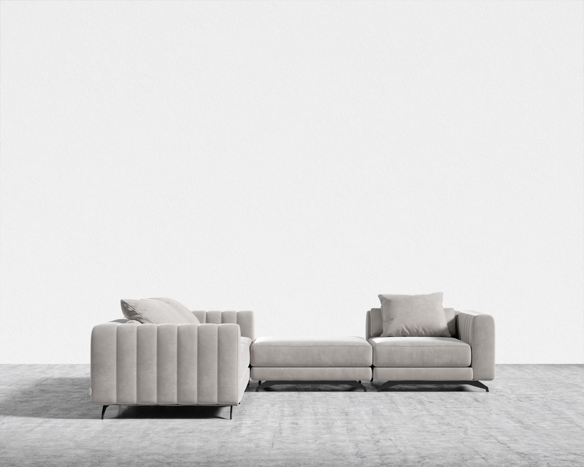 Berlin L-Sectional - Venice Vegan Suede - Chiffon