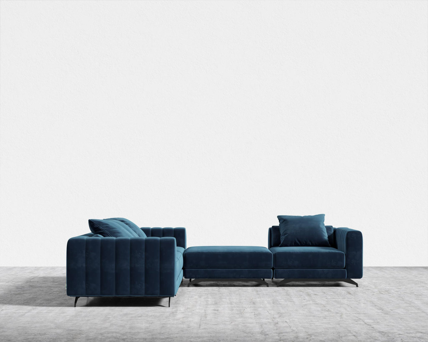 Berlin L-Sectional - Plush Velvet - Cobalt