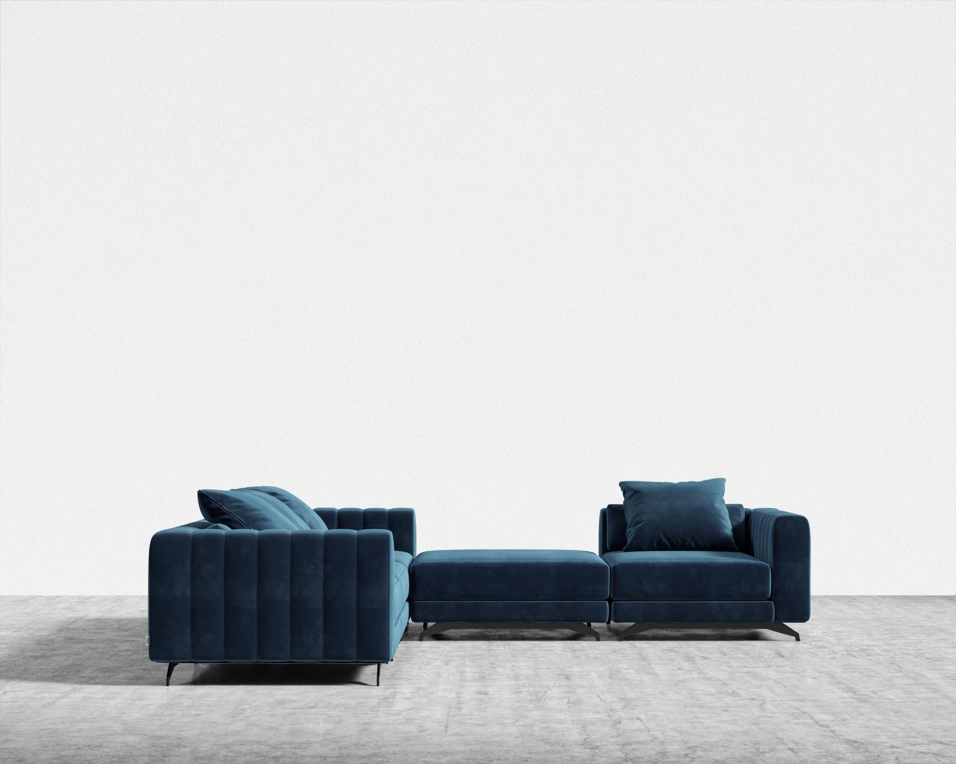 Berlin L-Sectional - Plush Velvet - Cobalt