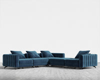 Berlin L-Sectional - Plush Velvet - Cobalt