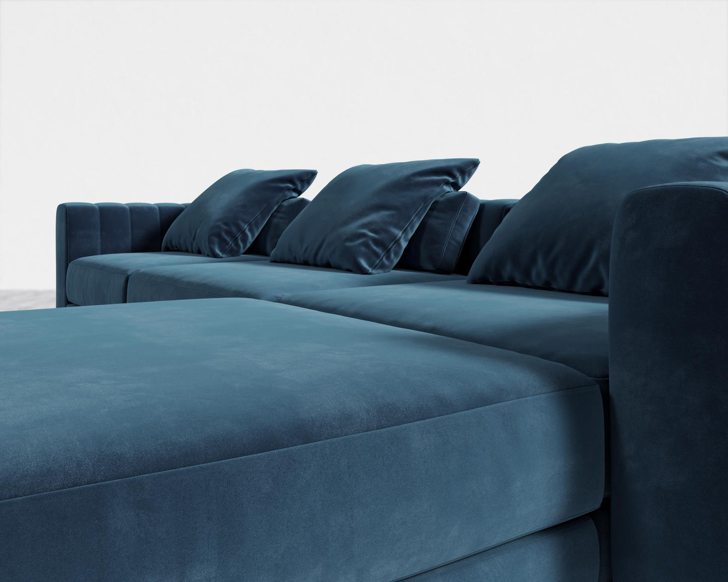 Berlin L-Sectional - Plush Velvet - Cobalt