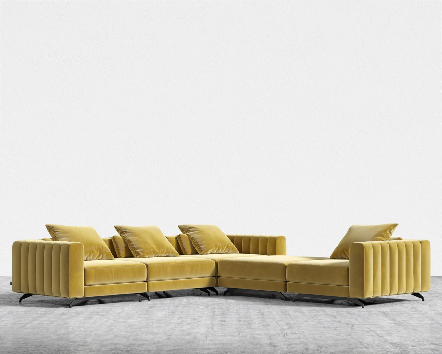 Berlin L-Sectional - Plush Velvet - Golden Beryl